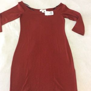 Three quarter sleeve, fitted mini dress